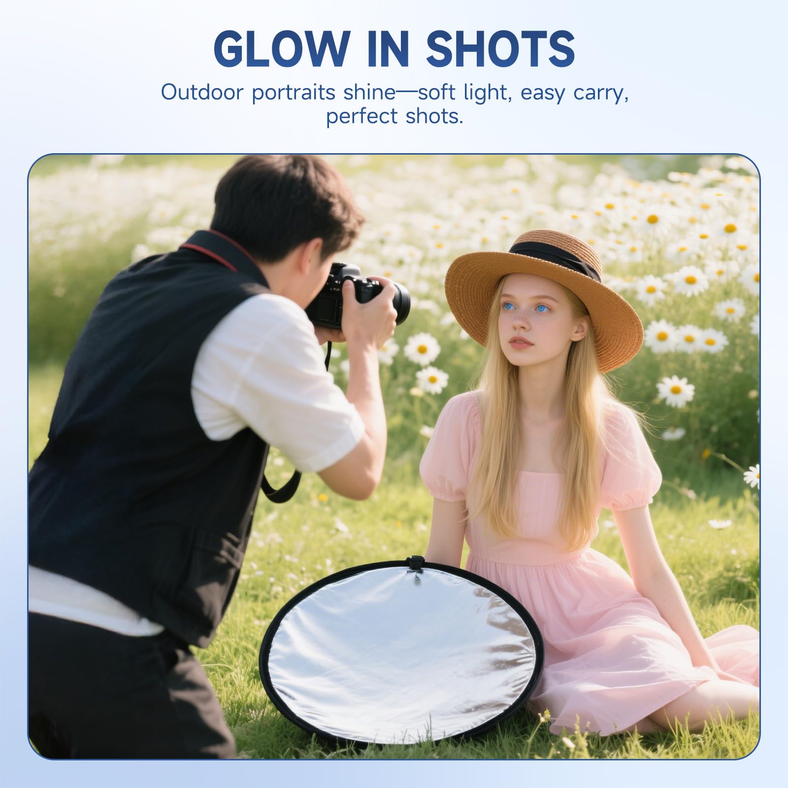 Zestaw odblasków fotograficznych 5 w 1, 30 cm, składany reflektor na szybę, odblask półprzezroczysty, srebrny, złoty, biały i czarny, do fotografii i oświetlenia zewnętrznego, sesji zdjęciowych, ślubu