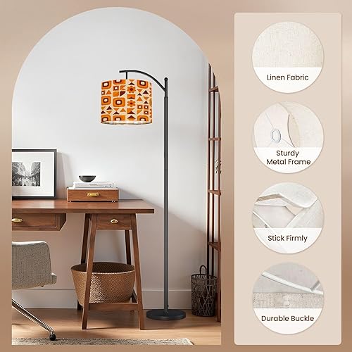 Miniatura 7 de Lamp Shades Mid Century Modern Retro Orange Brown Geometric 70s Style Shapes Lampshades set of 2 Light Shade for Table Lamps Pendant Light Floor