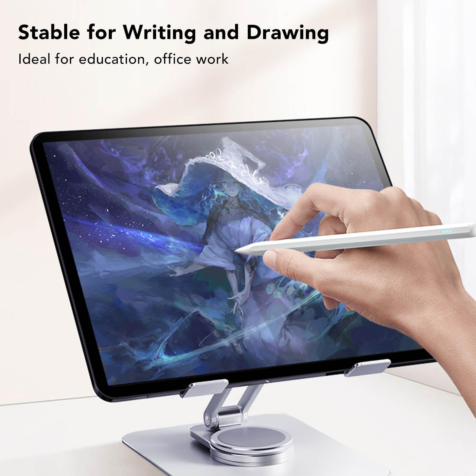 Supporto per tablet Altezza regolabile Fori di respirazione in silicone antiscivolo Supporto per telefono in lega di alluminio per scrivania da ufficio compatibile con dispositivi