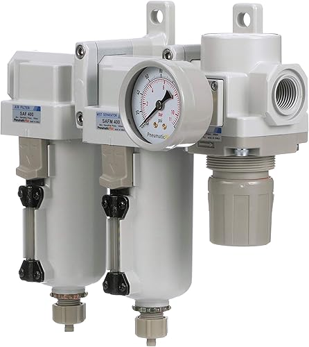 Miniatura 3 de PneumaticPlus SAU430-N06G-MEP Sistema de secado de aire de tres etapas Filtro de aire de partículas, filtro coalescente, regulador de presión de