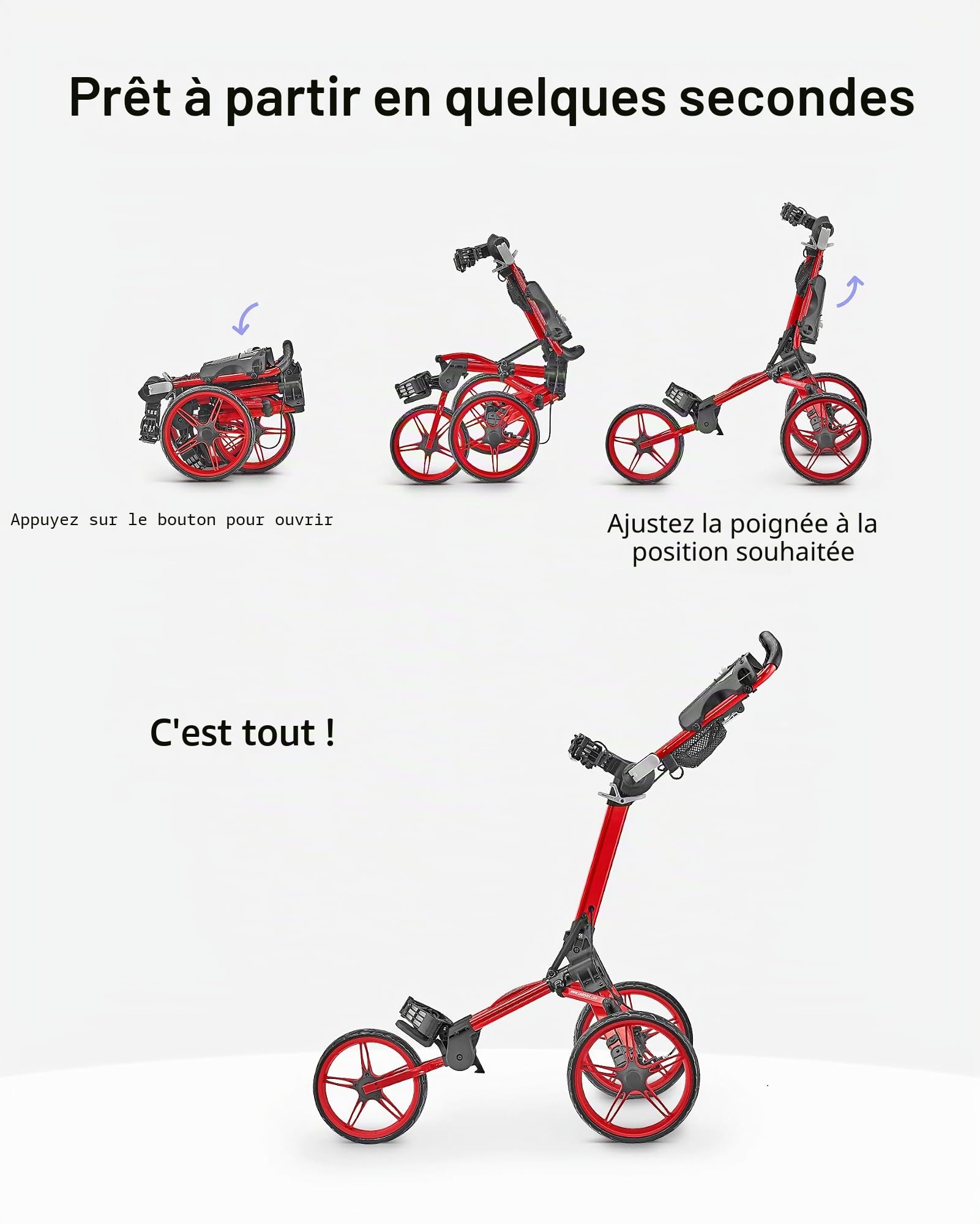 Caddytek CaddyLite Compact Semi-Auto Folding and Unfolding Golf Push Cart