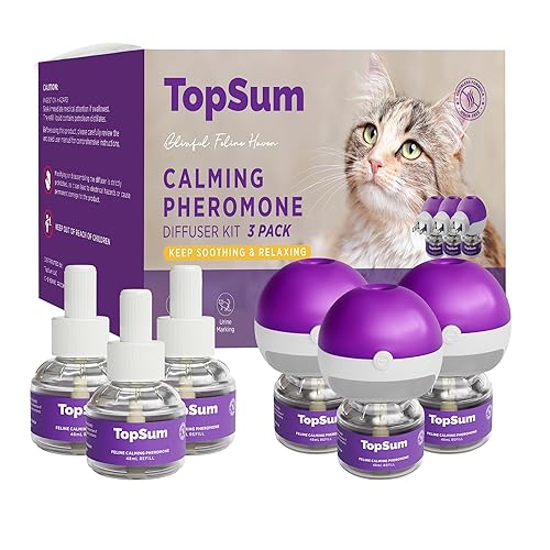 TopSum Cat Pheromones Calming Diffuser: Premium Pheromone Diffuser for Cats - Cat Pheromones Diffuser - Cat Calming Diffuser - Cat Calming Pheromone Diffuser, 3 Pack (Purple) - Purple