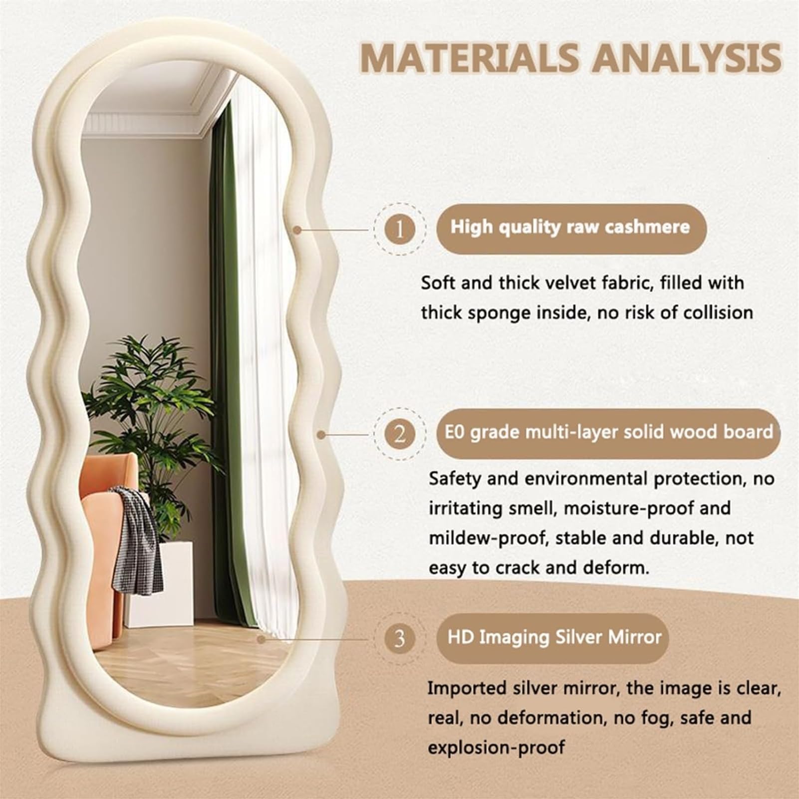 Specchio Intero Pieno Con Cornice Onda 160x60 Cm - Da Terra O Da Parete, Sicuro E Moderno - Foto 10