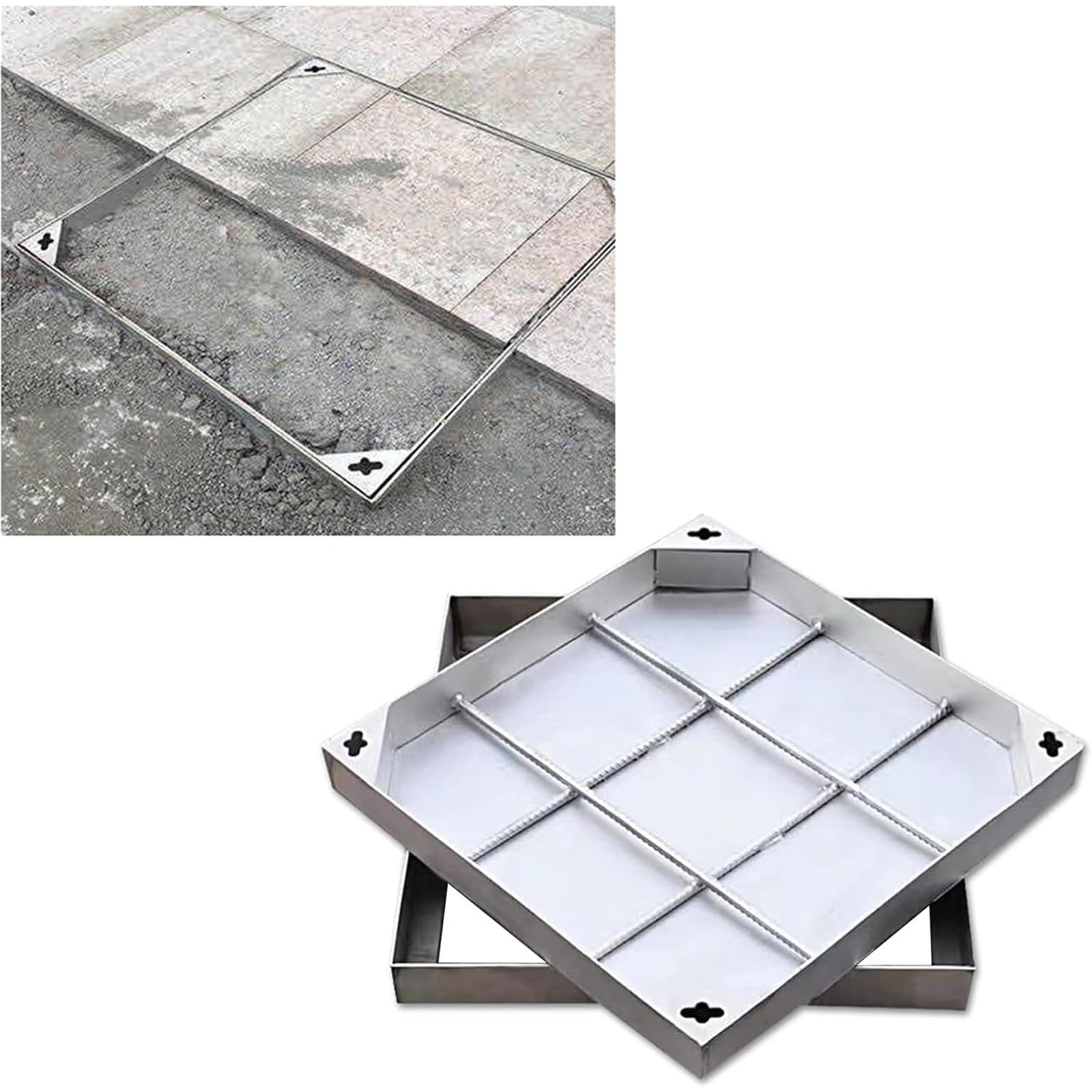 GJMSSMY HeavyDuty Stless Steel Recessed Manhole Cover 900x900mm (35.4x35.4in) Invisible Inspection Chamber Lid for Patios Gardens Outdoor Areas