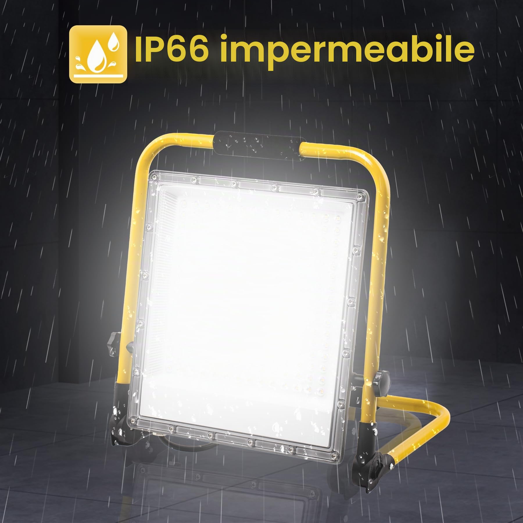 Faretto LED da Cantiere 200W, Farò LED da Cantiere con Cavo in Gomma VDE 3G 0,75 mm² da 4 m, Luce Bianca 6500K,20000 Lumen - Ideale per Edilizia,Lavori di Cartongesso, Riparazioni