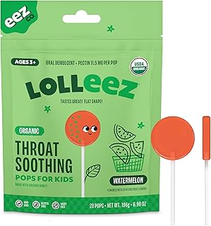 Organic Lollipops for Sore Throat Relief – Watermelon Perfect for Soothing A Sore Throat While Tasting Great– Watermelon Flavor, 28- Count