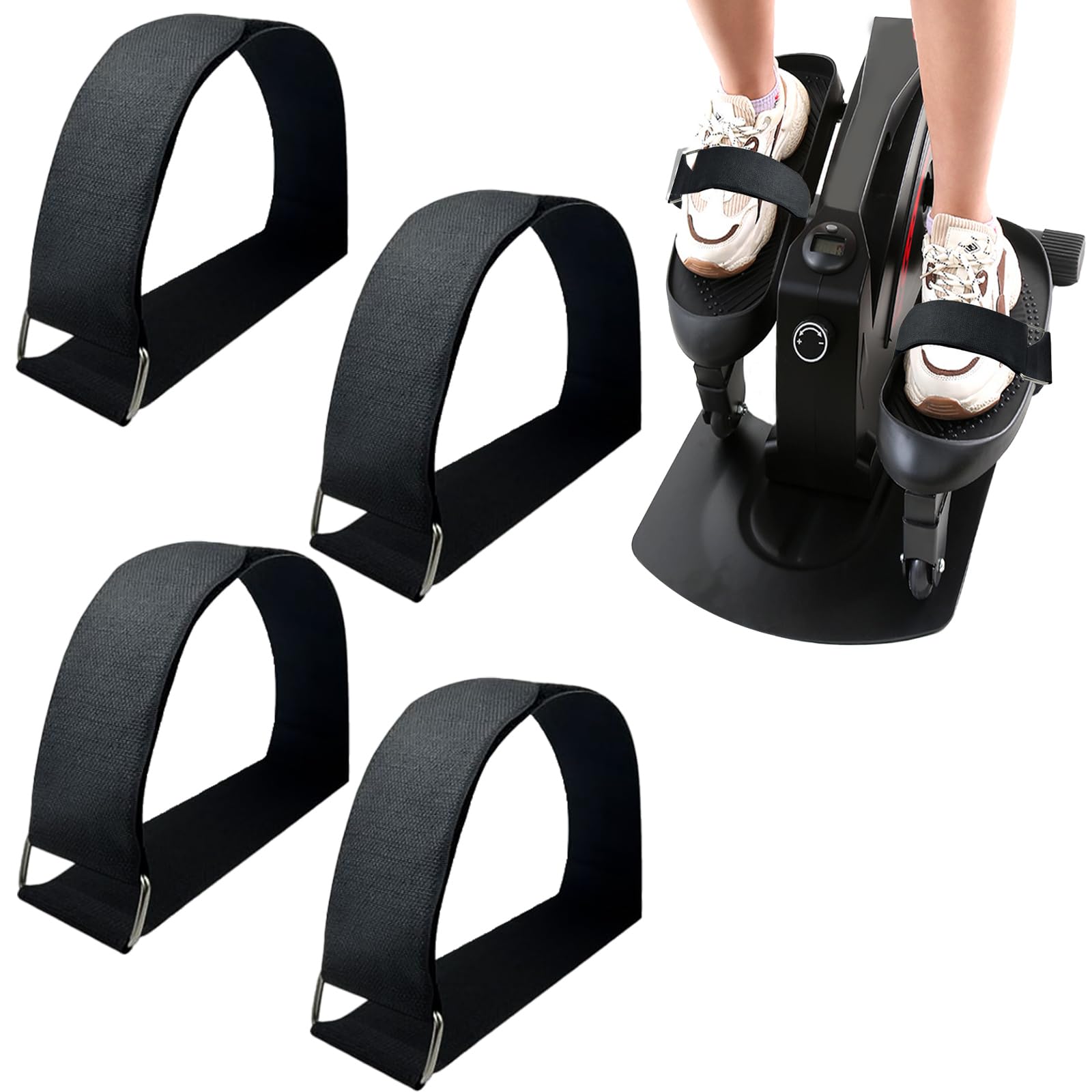 4pcs Universal Elliptical Machine Pedals Straps, Trainer Straps Leg Pedal Exercixer for Fitness