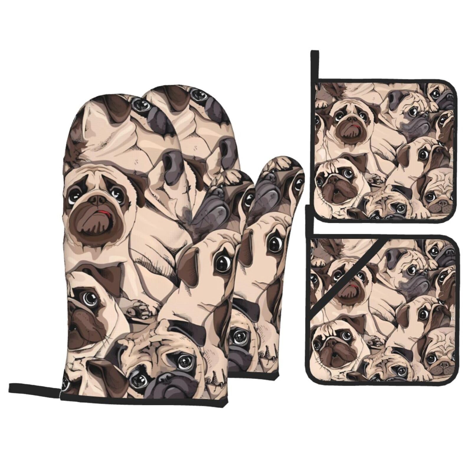 WHJSHOP dog Prints Oven Mitts & Pot Holders Set - Waterproof Kitchen Layers & Heat Resistant - Durable Covers for Safe Cooking & Easy Cleanup