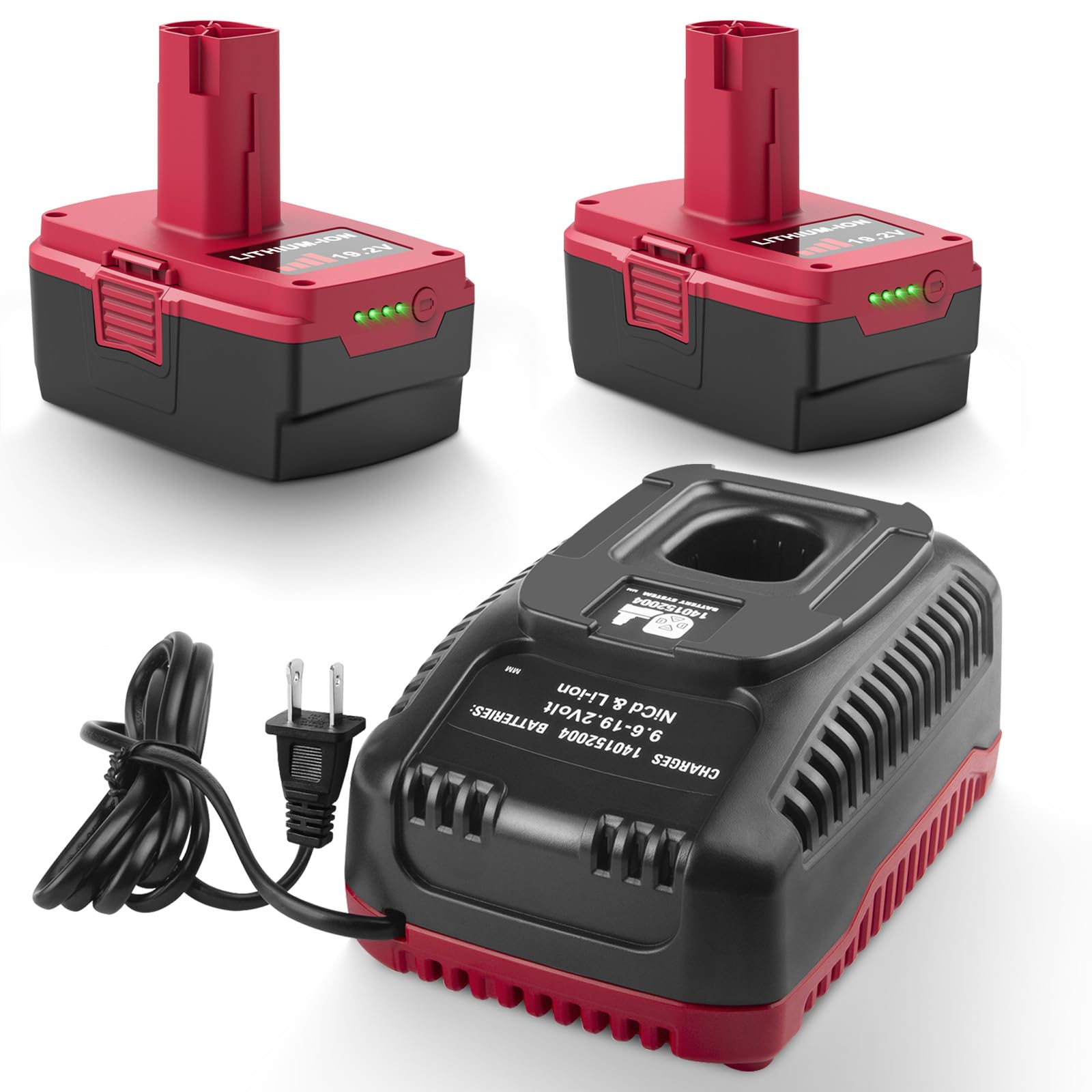 Stairlie 2 Pack 11098 19.2V 6Ah Replacement 140152004 Lithium & NiCd Battery Charger Combo Compatible with Craftsman 315.CH2030, 315.CH2021, 315.