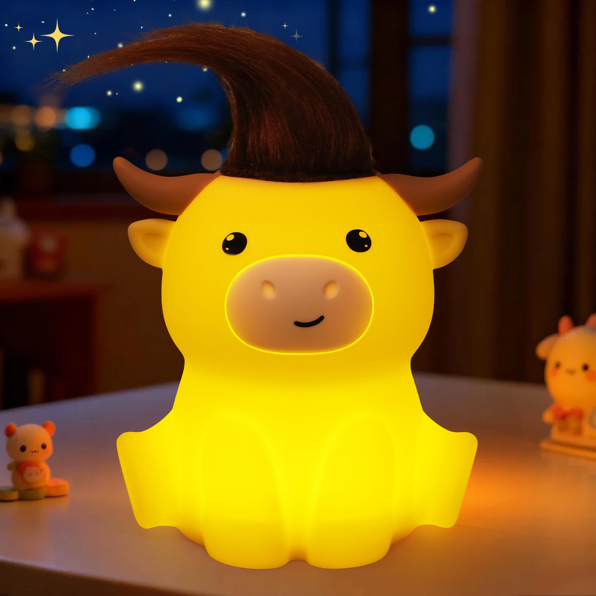 Amazon.com: OkiyiD Highland Cow Night Light, Cute Animal Silicone