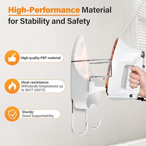 Miniatura 3 de Alpinista Soporte de pared para tabla de planchar para lavandería, organizador de almacenamiento, color blanco