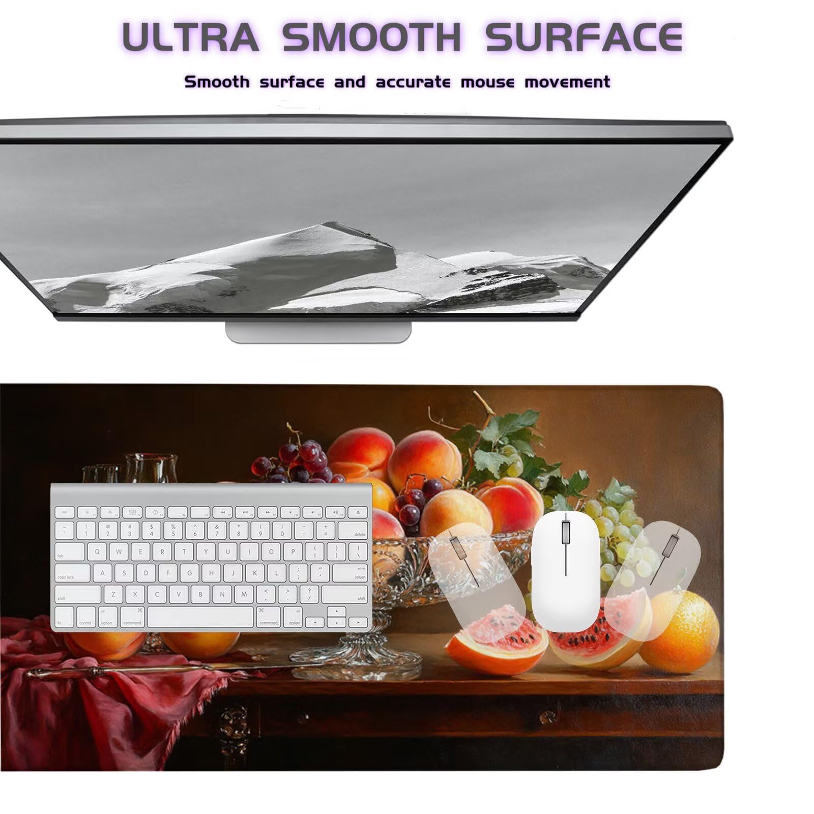 Grand Tapis de Souris Gamer 1600x800mm,Tapis de Souris Nourriture Tapis de Souris Gaming,Tapis Souris Fruit Tapis Bureau Antidérapant Imperméable,Mouse Pad Bords Cousus,Accessoire Gaming X1-1144