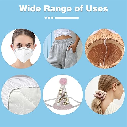 Miniatura 19 de Lydia's Deal Cordón elástico de 1/8 de pulgada (0.118 in) x 50 yardas, bandas elásticas para tejer, costura, manualidades, banda para las orejas