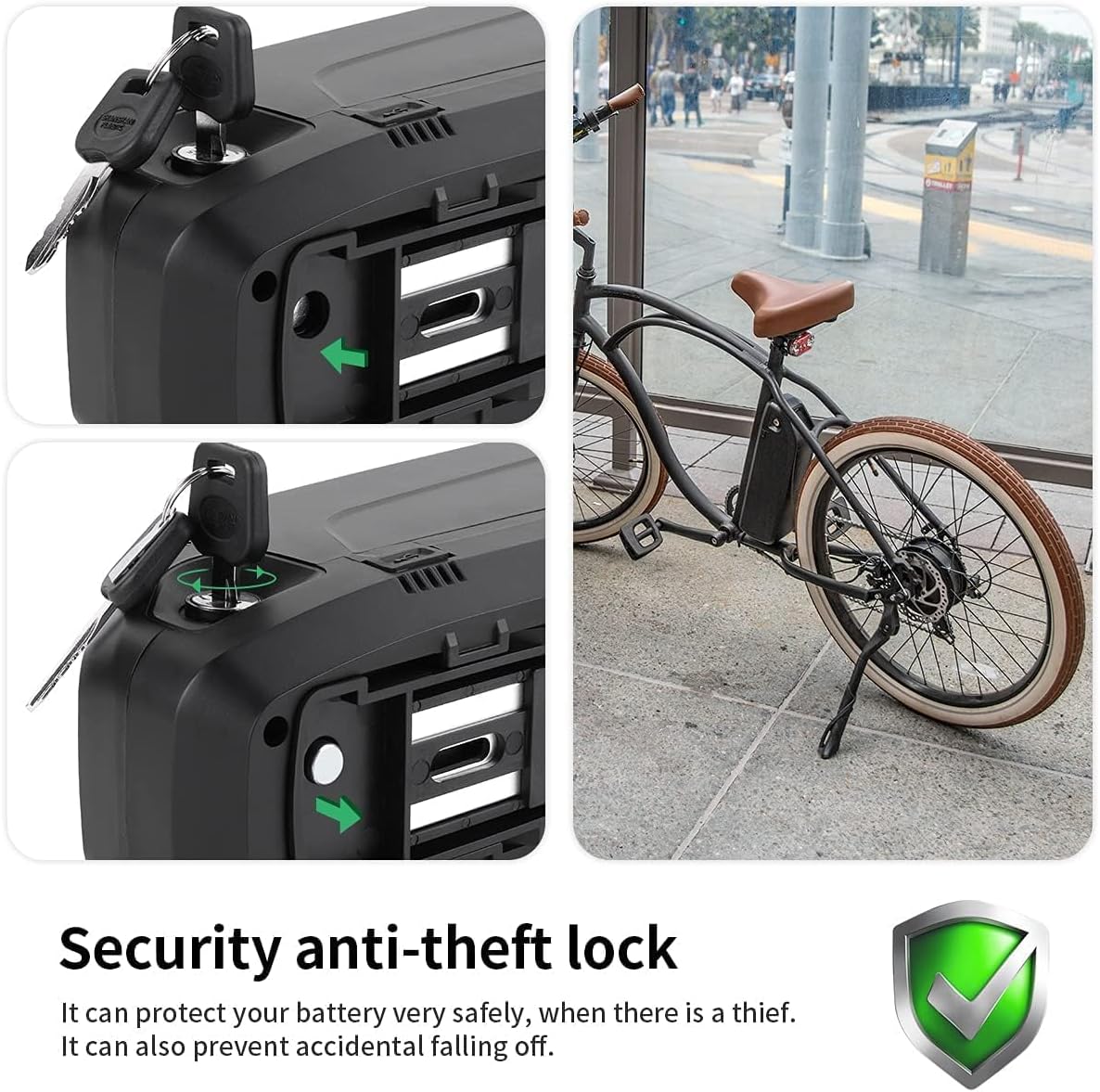 36V20Ah Ebike Battery, Lithium Battery Pack with 30A BMS for 200W-1000W Electric Bike and Motor E-Bike, USB Port,Safe Lock, Led Indicator Light.