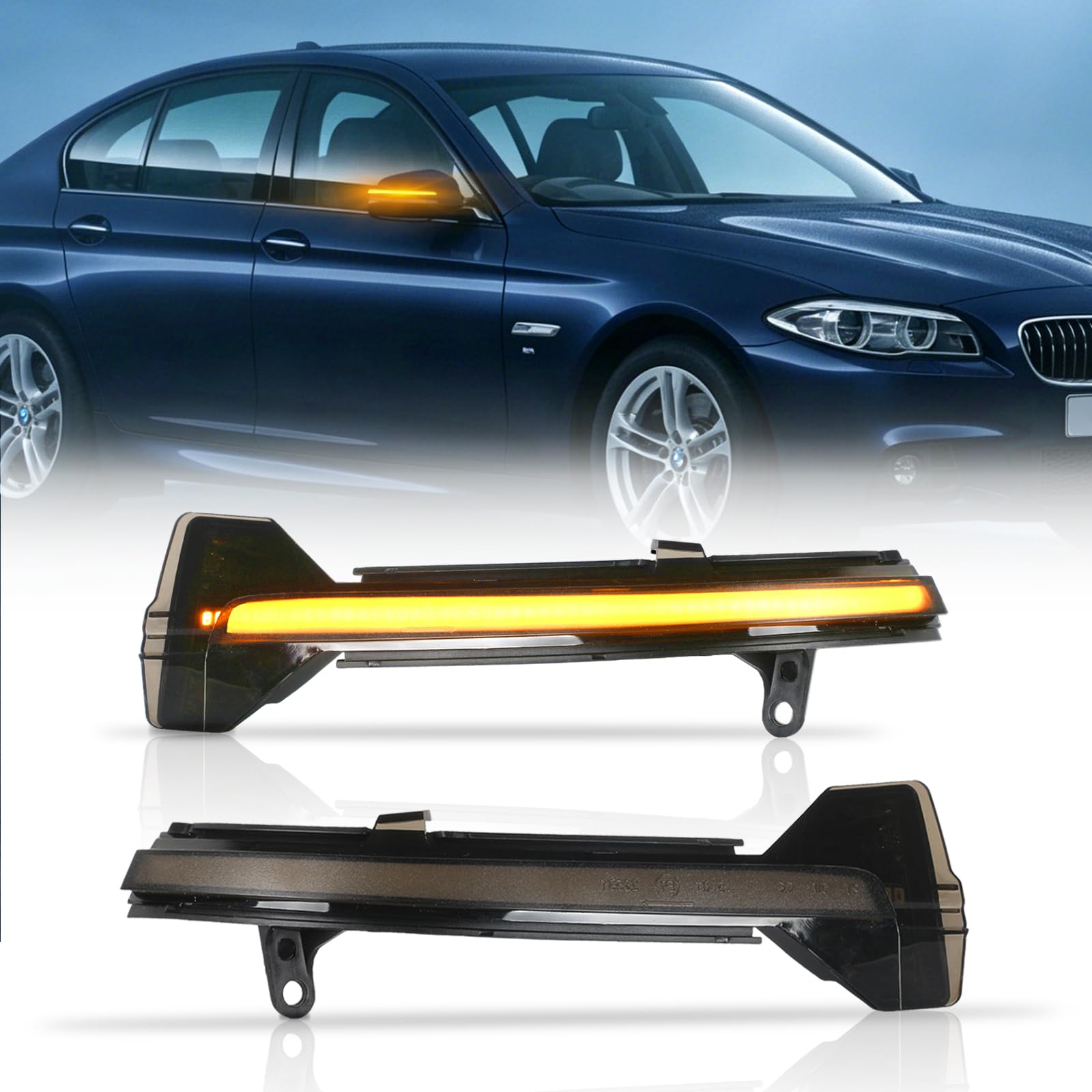 LED Spiegelblinker für BMW F10 F11 GT F07 F12 F13 F06 F01 | 2 Stück LED Blinker mit Canbus Fehlerfrei, Schwarz, Canbus-Design, 100% Fehlerfrei