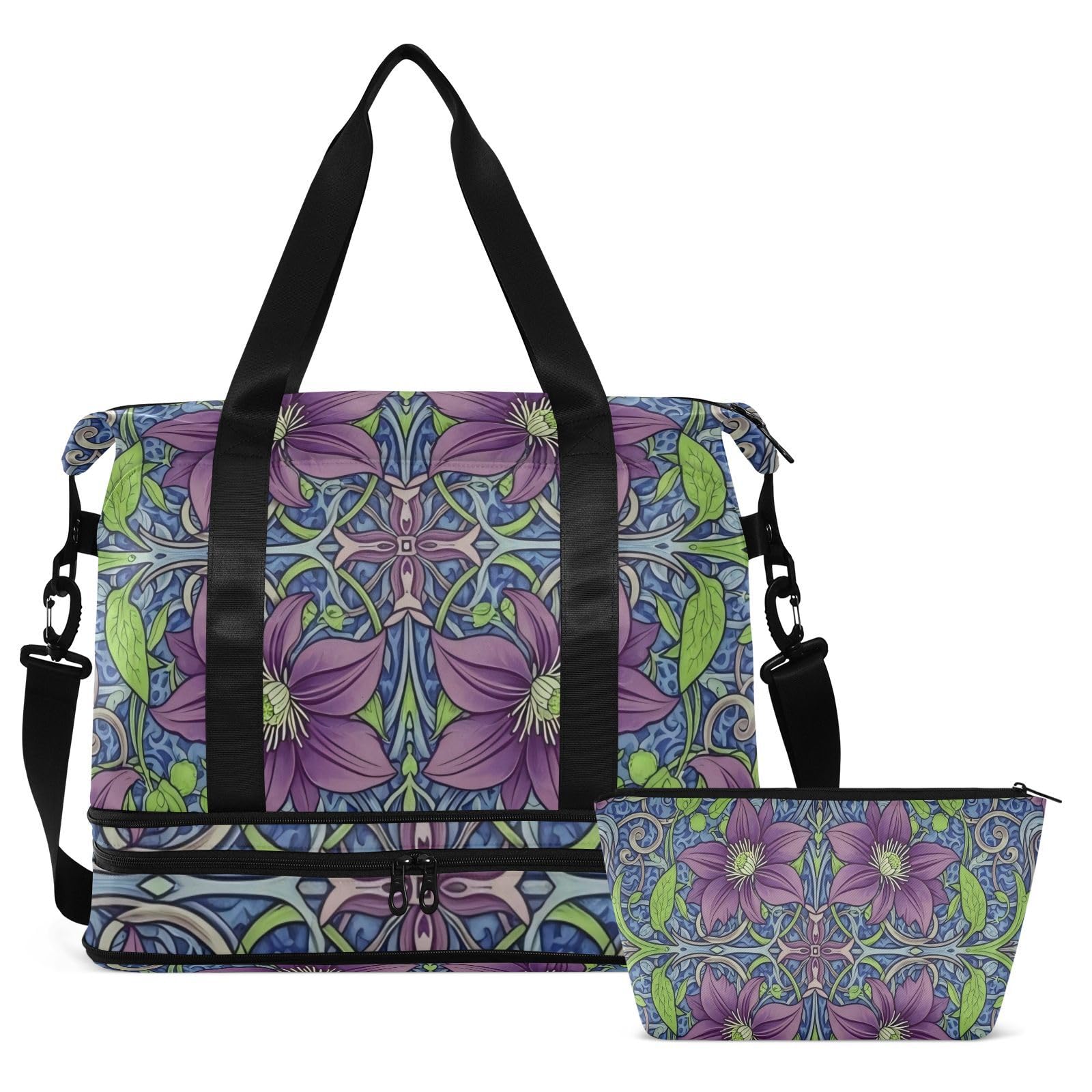 William Morris Gepäck-/Reisetasche, Tragetasche mit verstellbarem Gurt, für Flugzeugreisen, 2-teiliges Set, Lila
