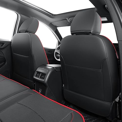 Miniatura 10 de Fundas de asiento de terreno, aptas para GMC Terrain SLE SLT Denali AT4 SL 4dr SUV, piel sintética resistente al agua (juego completo, negro y azul)
