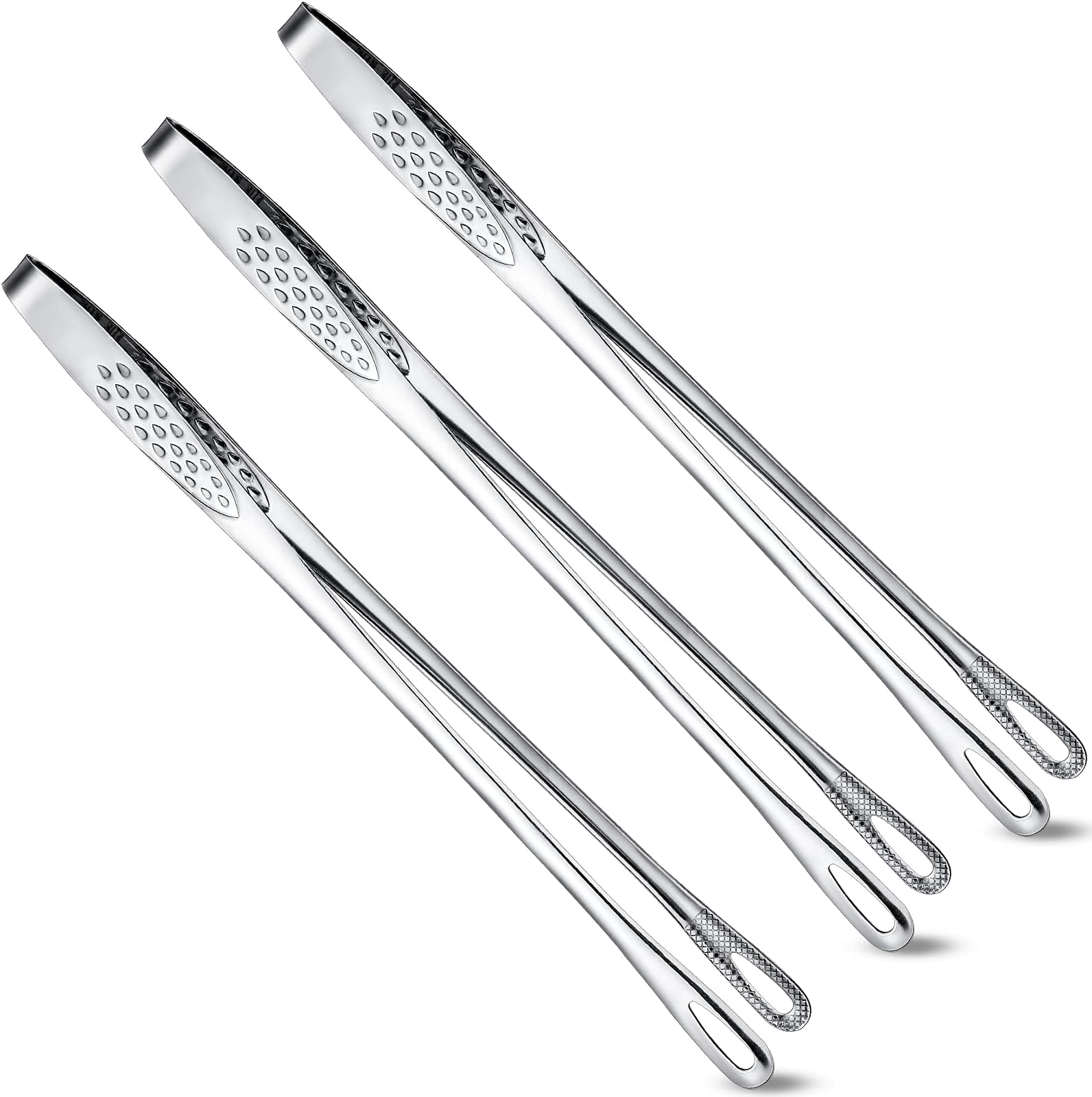 Geiserailie 3 Pcs 11 Inches Korean BBQ Tongs Stainless Steel Kitchen Tweezers Grill for Cooking Hot Pot Food Yakiniku Clamp Tool for Salad, Fish, Steak, Barbecue, Buffet, Meat