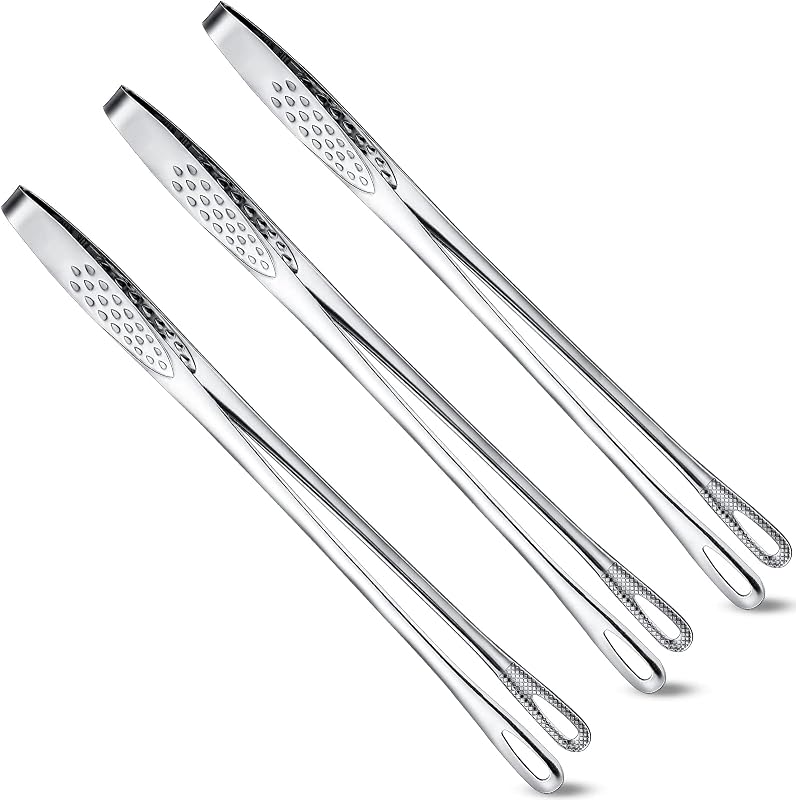 Geiserailie 3 pinzas coreanas para barbacoa de 11 pulgadas, pinzas de cocina de acero inoxidable, parrilla para cocinar ollas calientes, alimentos, herramienta de abrazadera Yakiniku para ensalada, pescado, filete, barbacoa, buffet, carne
