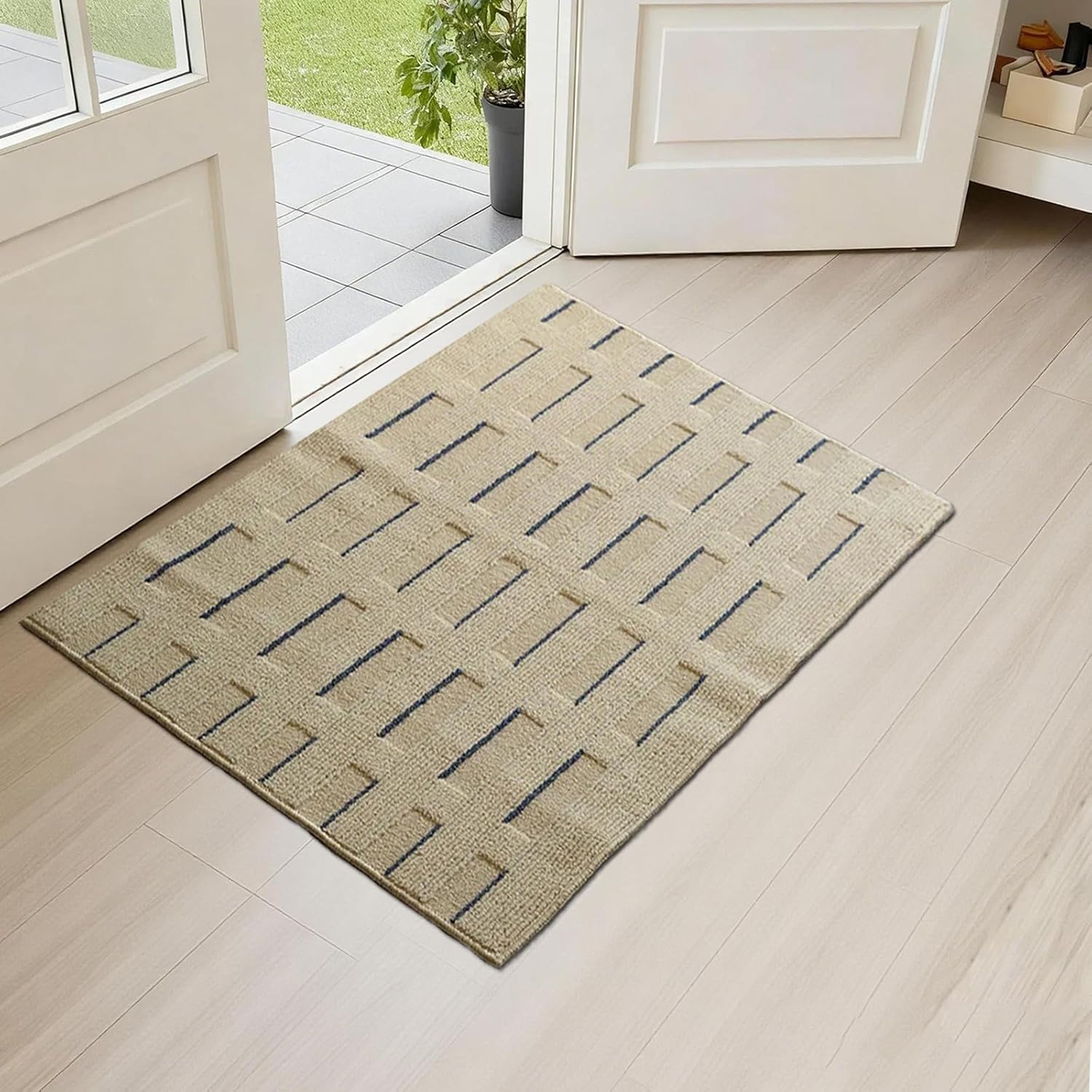Door Mat Outside Entrance 32“x48” WelcomeEntryway Doormat Dirt Trapper,Non Slip EntryMats for Patio Garage Porch HomeDecorative, Grid Indoor and Outdoor Door mat for External Entrance