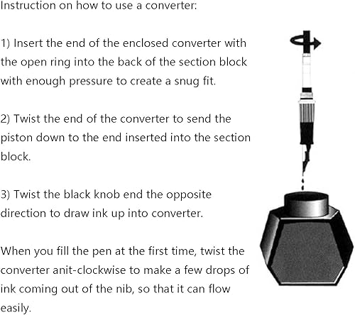 Miniatura 3 de Hongdian - Convertidor de tinta para pluma estilográfica, 5 unidades, diámetro de diámetro de 0.134 in
