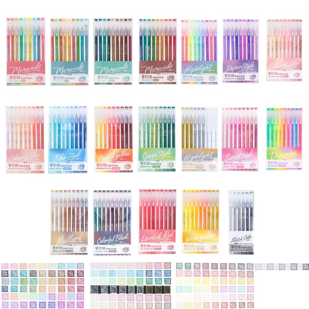 168 bolígrafos de gel para libros de colorear para adultos, bolígrafos acrílicos apilables de colores para diarios, dibujo, escritura