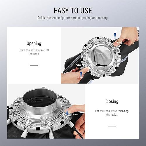 Miniatura 2 de NEEWER Caja de luz octogonal de 35 pulgadas35.4 in, caja de luz Bowens de liberación rápida con rejilla de nido de abeja, difusores de luz, bolsa