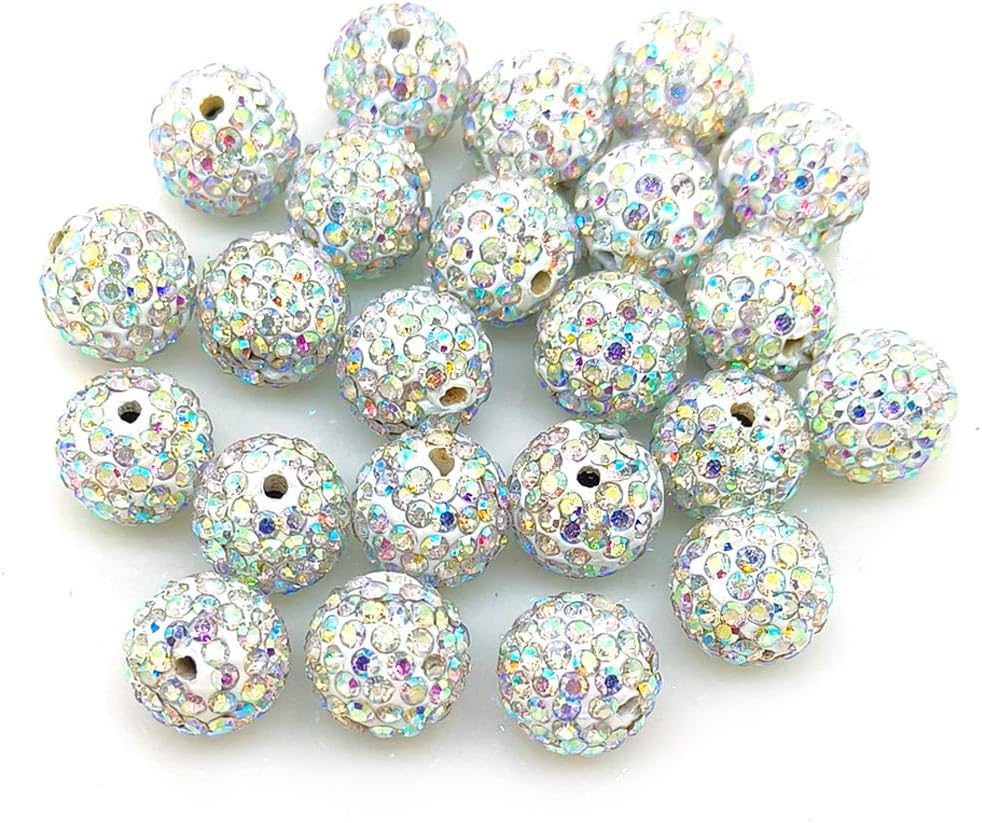 12mm Rhinestone Beads 100pcs 12mm Diameter Charms Mix Colors Randomly for Jewelry Making (Clay)