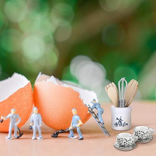 Miniatura 4 de 37 piezas a escala 112, accesorios de cocina en miniatura para casa de muñecas, incluye 16 mini platos para muñecas, cuchillo, cuchara tenedor, 6