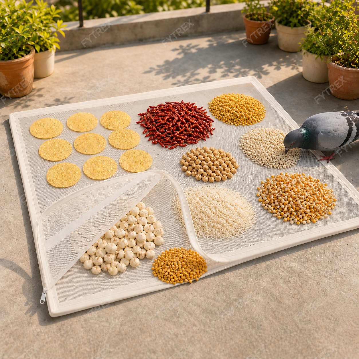 Papad Drying Cloth with Net & Zip, Unbleached Thin Cotton for Papad, Vadiyalu, Sabudana, Spices, Grains & Millets, Dust & Insect Protection, Breathable, Washable & Reusable (27.5 x 37 Inches)-image-11