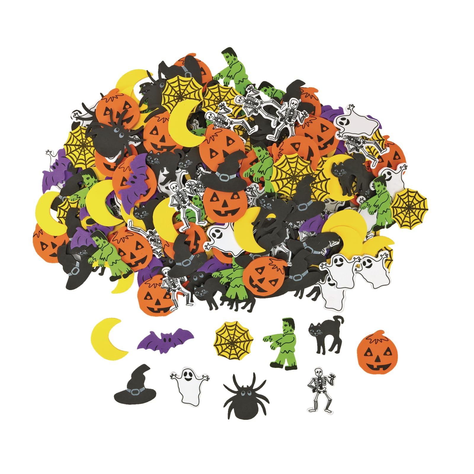 Colorations Halloween Foam Shapes, 300 Pieces, Kids Halloween Party, No-Adhesive, Collage, Party Decorations, Fall, Assorted Shapes