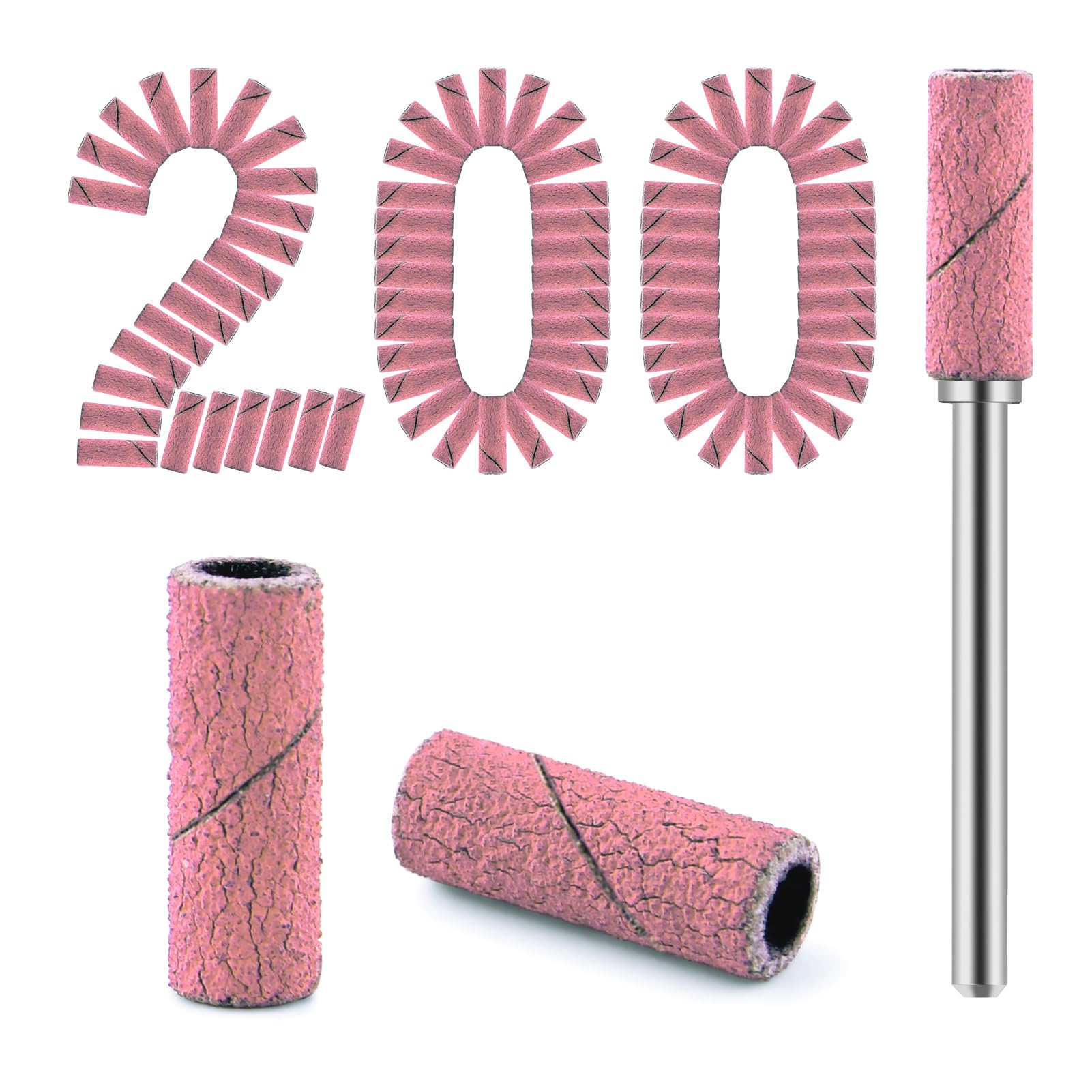Cellentool 200 Pcs Nail Drill Bits Small Sanding Bands with 3.1mm Mandrel Bit, Mini Sanding Bands Nail File for Acrylic Gel Manicures and Pedicure (