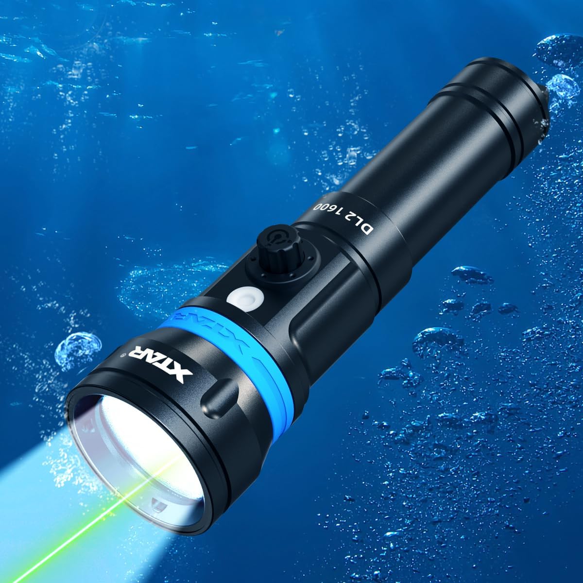 XTAR Ultra Pointer DL2 Scuba Dive Light, 1600 Lumen Dive Torch with White and Laser Light