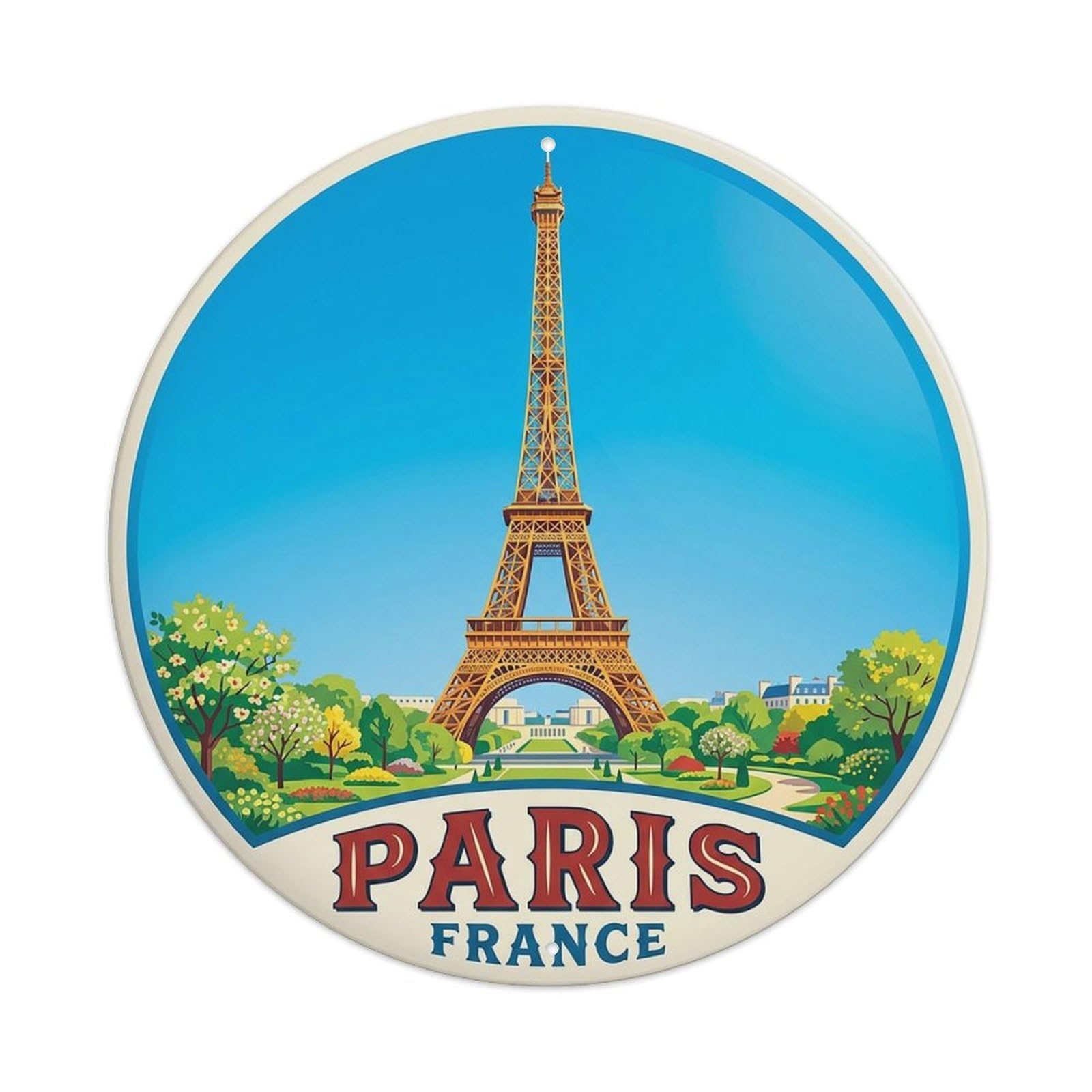 Vintage Travel France Paris（1） Vintage Metal Tin Sign Plaque Wall Decor for Cafe, Club Bar, Office, Garden Metal Poster 8x8Inch