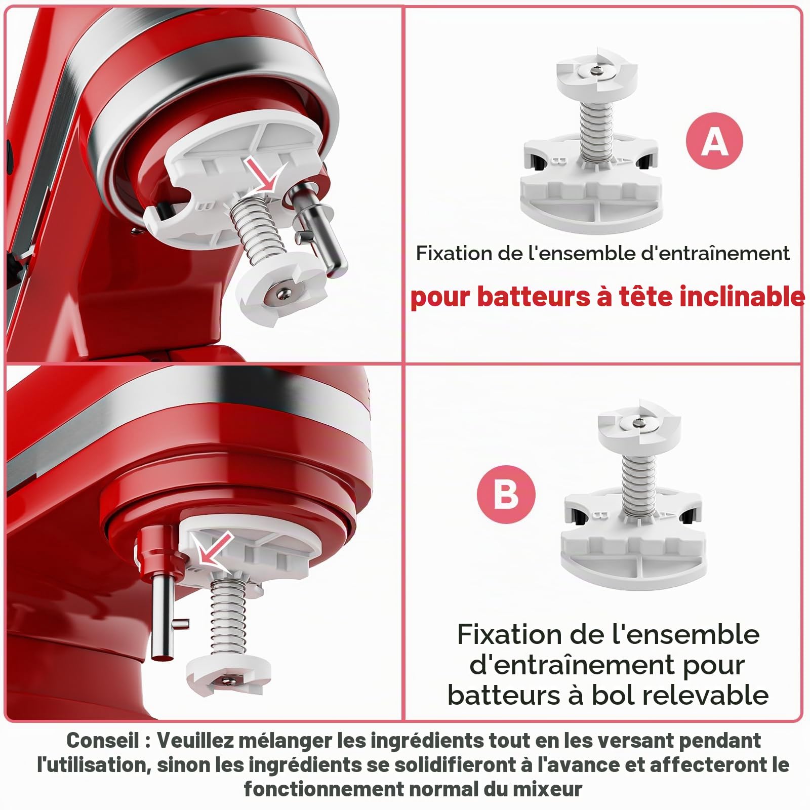 TPGSING Accessoire pour machine à glace pour KitchenAid Mixer, compatible Batteur sur pied ou inclinable de 4,5 Qt et plus, bol de yaourt glacé, gelato et sorbet de 2 QT pour Kitchenaid accessoires