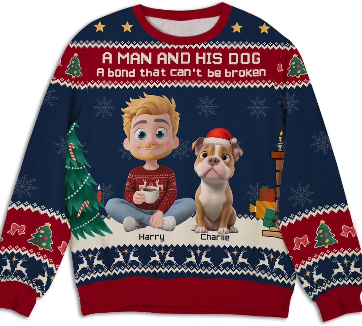 Personalized All-Over-Print Sweatshirt - Personalized Christmas Sweatshirt for Women, Unisex Fit, Holiday Comfort