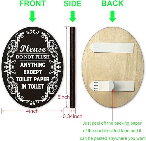 Miniatura 2 de Por favor no enjuagar nada excepto papel higiénico en el letrero del inodoro para uso en interiores y exteriores hogar o negocios 4 x 5 pulgadas con