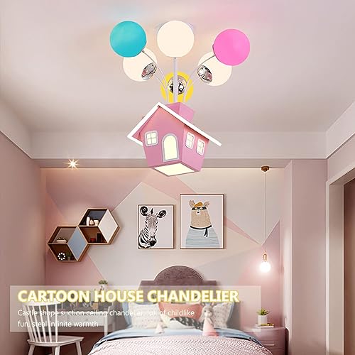 Miniatura 2 de PSXPSXO Lámpara de techo moderna de resina para habitación de niños y niñas lámpara de techo de casa de dibujos animados con lámparas de globo