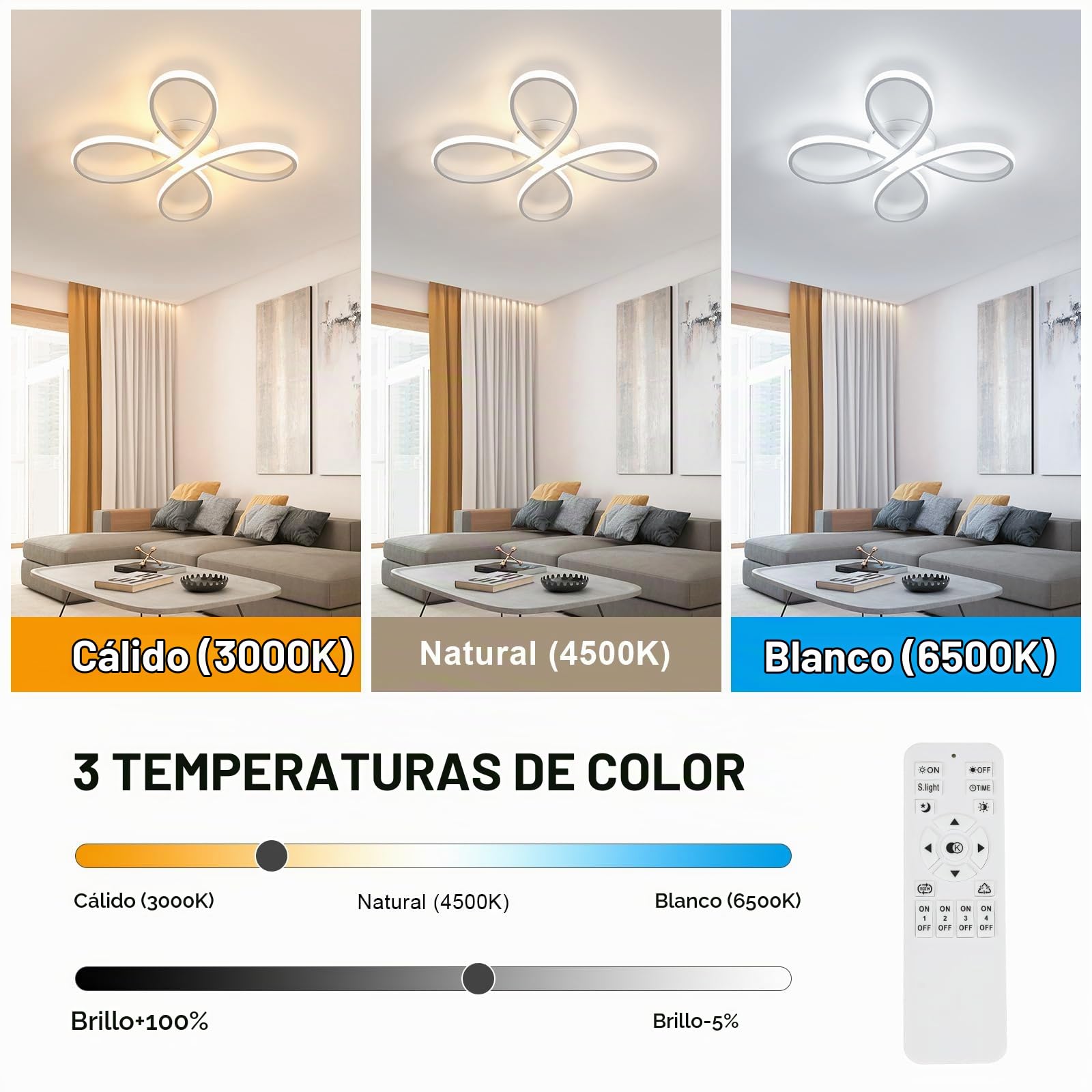 Comely Lámpara de Techo Regulable, 40W 4500LM Plafon LED Techo con Mando | Distancia 3000K-6500K, Luz de Techo Moderno para Salón Dormitorio Cocina