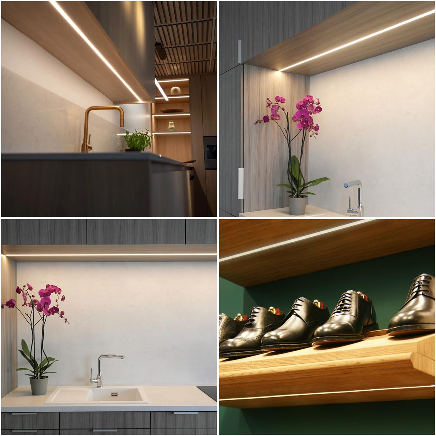 Profil LED en aluminium encastrable 2 m x 5 pièces avec couvercle pour bandes LED et embouts, éclairage intérieur
