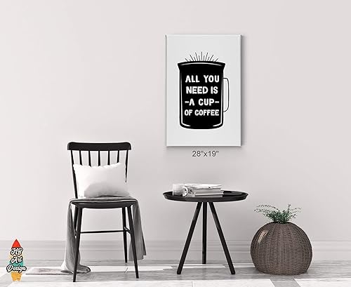 Miniatura 3 de HB Art Design All You Need is a Cup of Coffee Black and White Mug Modern Canvas Print Wall Art Coffee Bar Decor Coffee Signs Kitchen Wall Decor