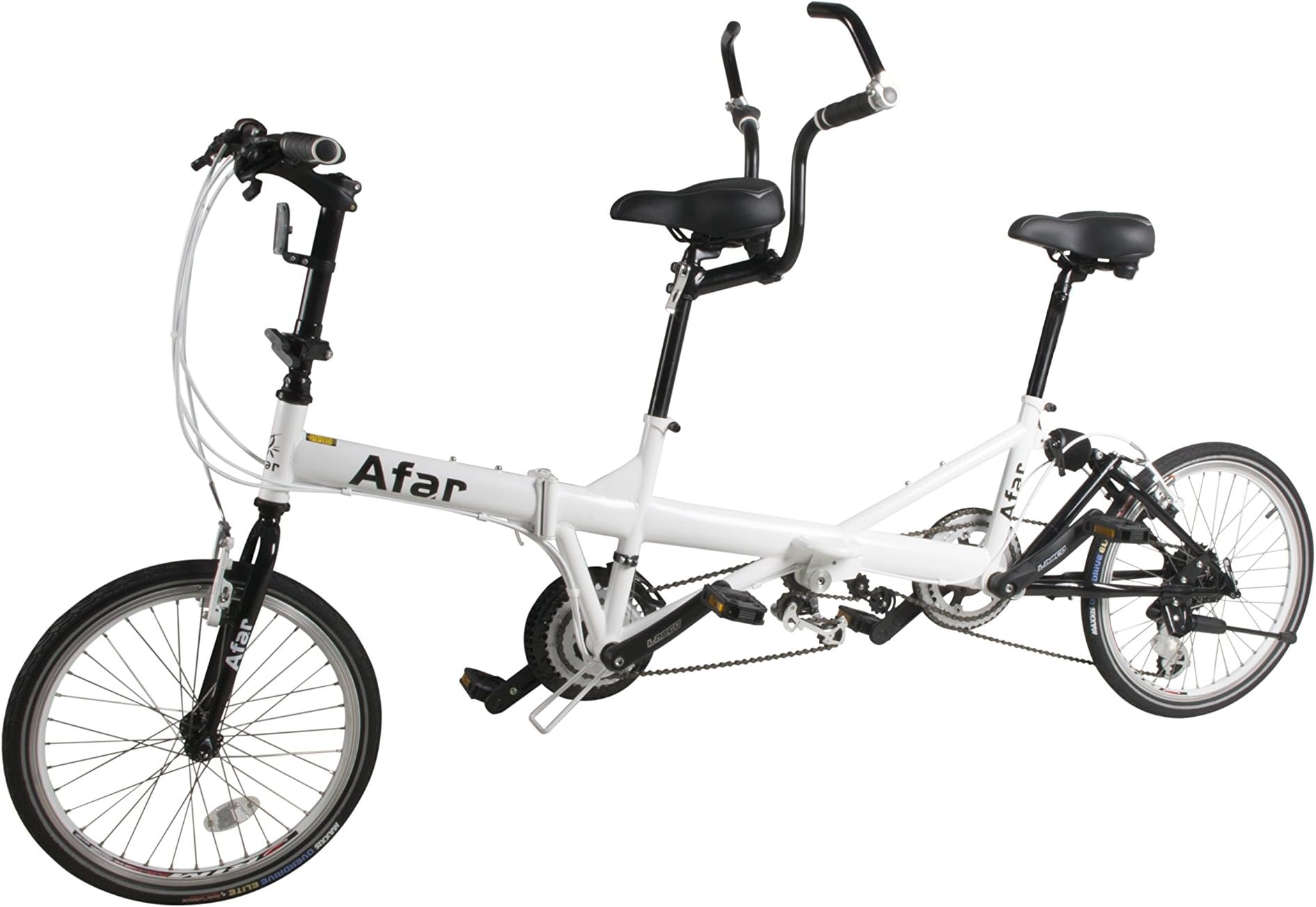 Afar White 20" 24 Speed Dual Derailleur System Drive Family Foldable Tandem Bicycle