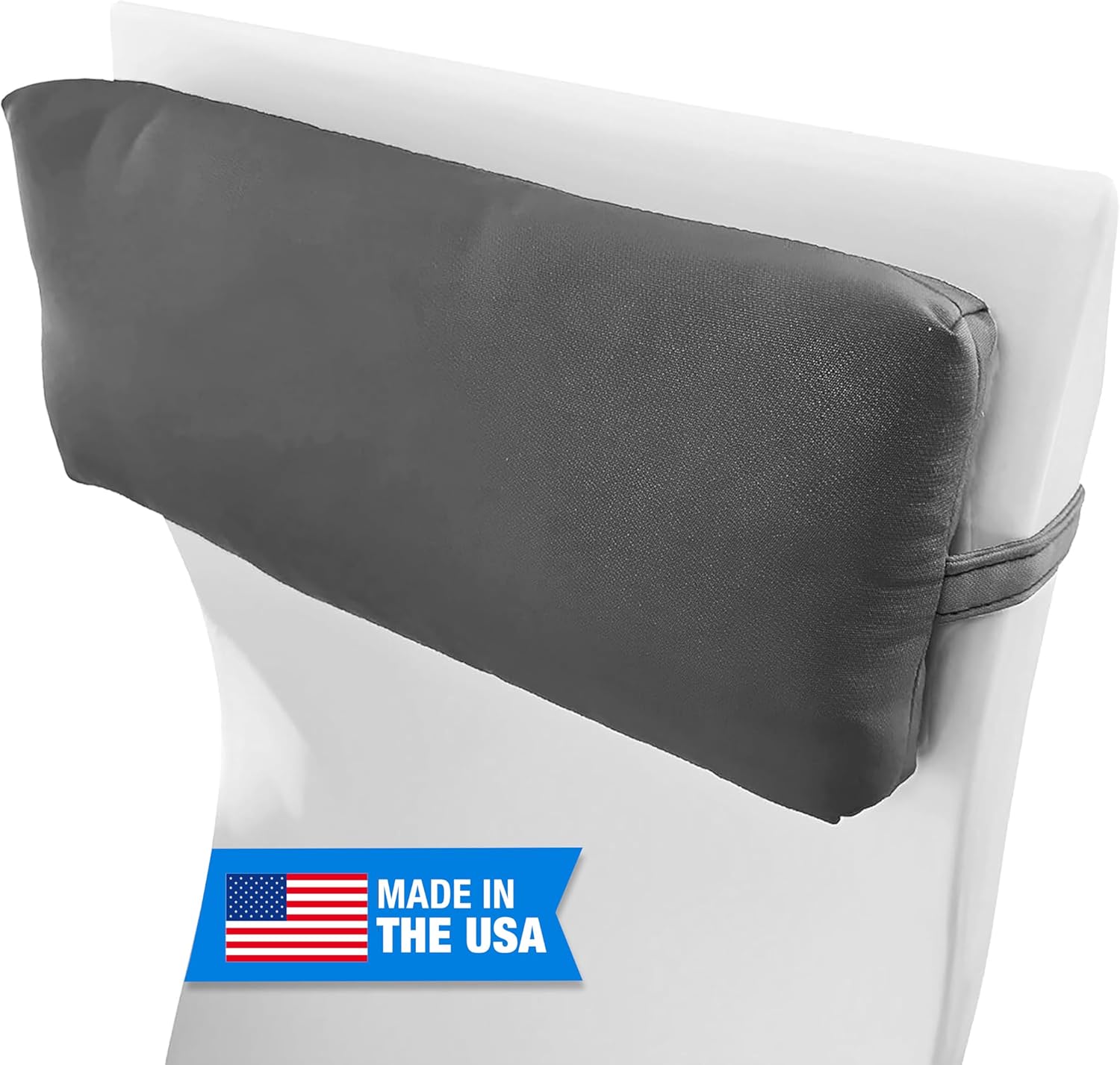 Sunbrella Headrest/Lumbar Pillow for Ledge Chaises, Loungers, and Pool Chairs, Ideal for Outdoor and Patio Furniture, 18” x 8” x 3", Charcoal
