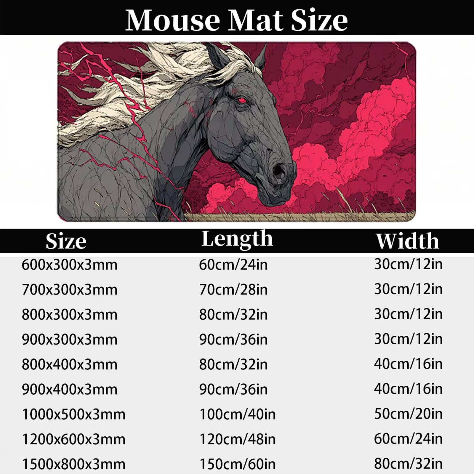 Podkładka pod mysz XXL 1500 x 800 mm, wodoodporna podkładka pod mysz czarna podkładka pod mysz wzór koń akcesoria do gier 3MM zszyte krawędzie antypoślizgowa gumowa podstawa powierzchnia do biura/domu