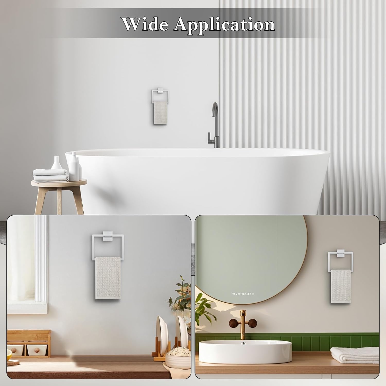 光沢クロムタオルリング、ハンドタオルホルダー、モダンなタオルホルダー2点。ステンレススチールタオルラック壁掛けバスルームタオルハンガ