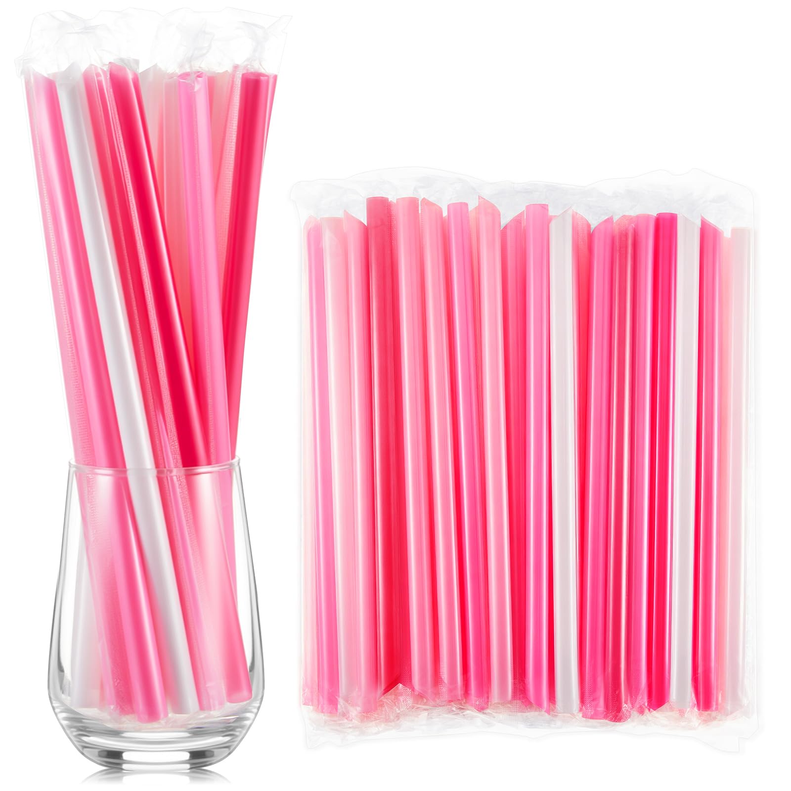 Tessco for You 100 Pcs 9.84 Inch Boba Straws 10mm Wide Pink
