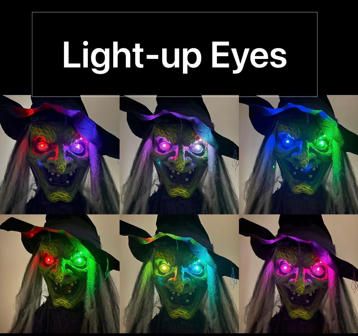 GiftExpress 12FT Hanging Laughing Witch Decoration with LED Light-up Eyes and Creepy Laughing Sound for Halloween House Decoration, Haunted House Decoration