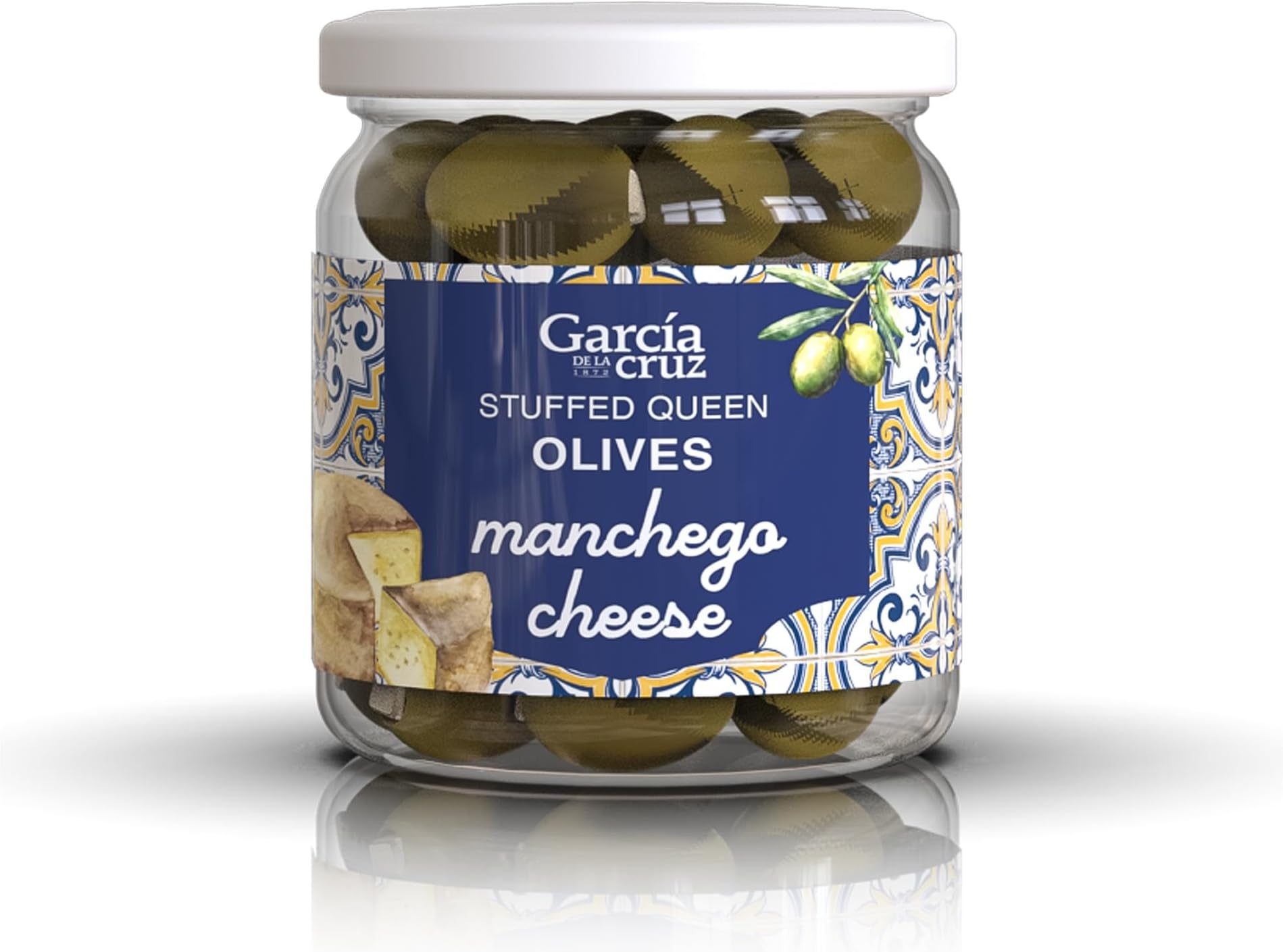 Manchego Cheese Stuffed Olives, Garcia de la Cruz, 14 oz