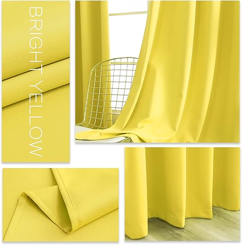 Miniatura 3 de Cortinas amarillas de 72 pulgadas de ancho por 84 pulgadas de largo para dormitorio  Cortinas de oscurecimiento de habitación extra anchas con