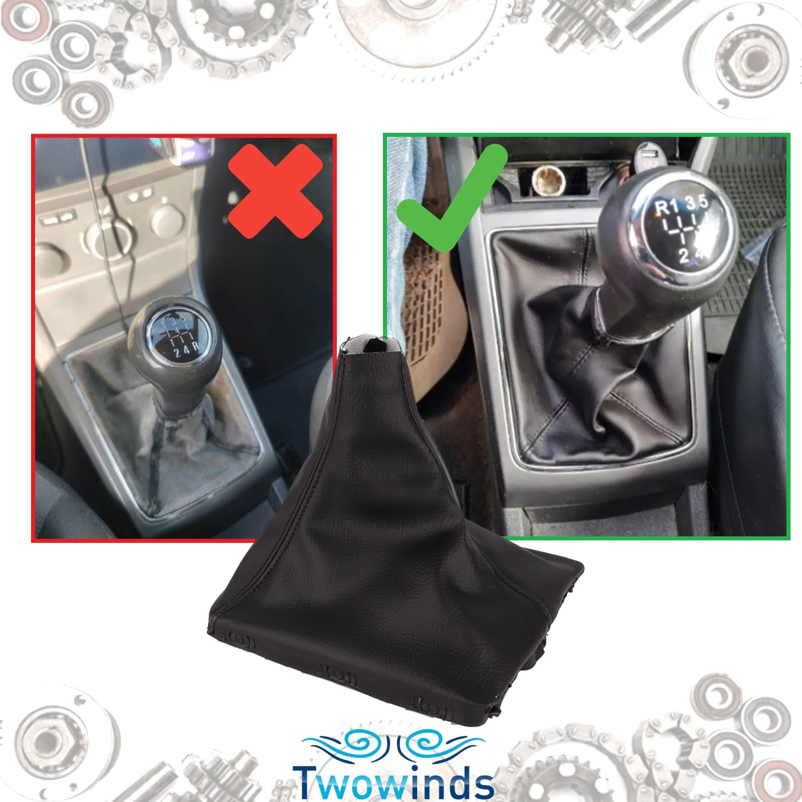 Twowinds Schakelmanchet Voor Opel Astra H (2004-2010) - Zwart Kunstleer - Incl. Frame
